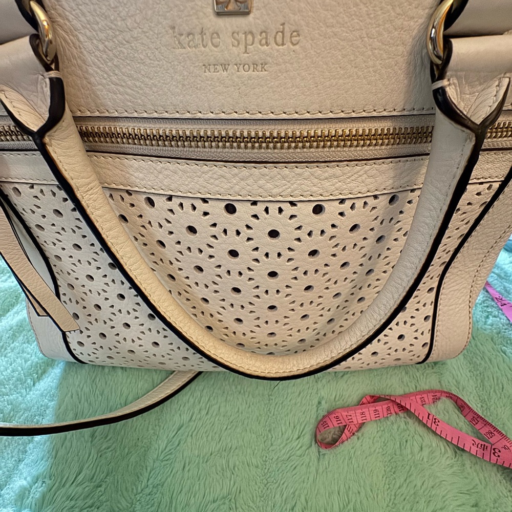 kate spade Cream Perforated Leather Satchel with Gold Hardware - Picture 15 of 15